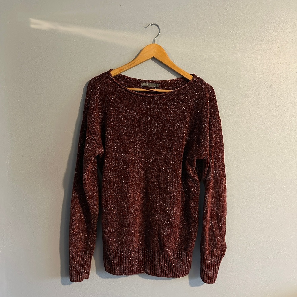 Prana Maroon Speckled Knit Sweater